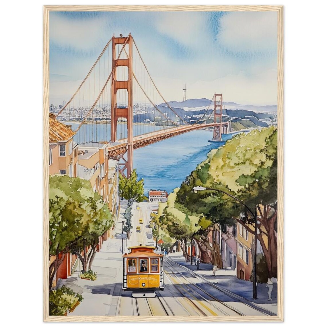 Golden Gate Bridge Cable Car Wall Art Print