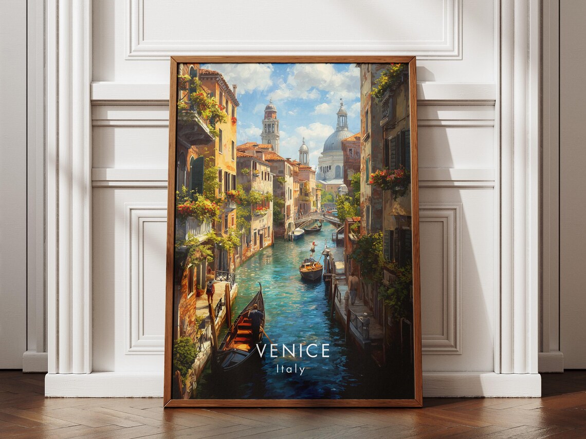Venice Italy Grand Canal Gondola Historic Waterfront Travel Poster