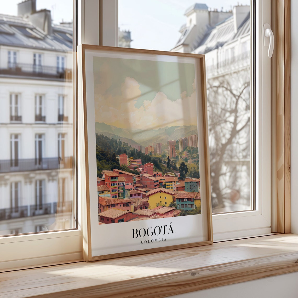 Bogota Colombia Colorful Hillside Cityscape Minimalist Wall Art