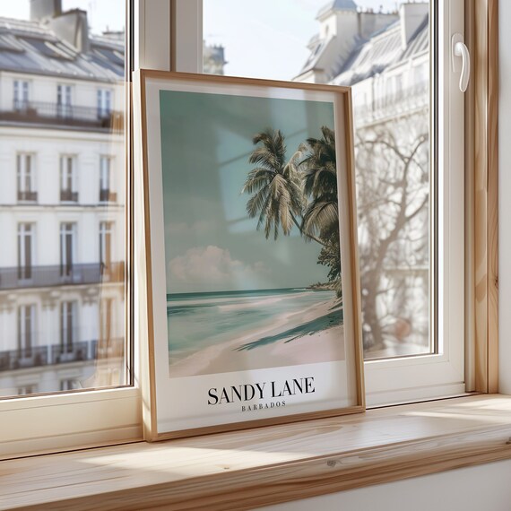 Sandy Lane Barbados Palm Trees Tropical Beach Caribbean Poster