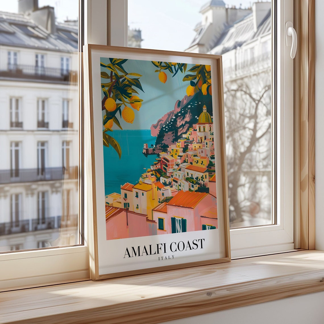 Amalfi Coast Italy Lemon Groves Cliffside Village Travel Poster