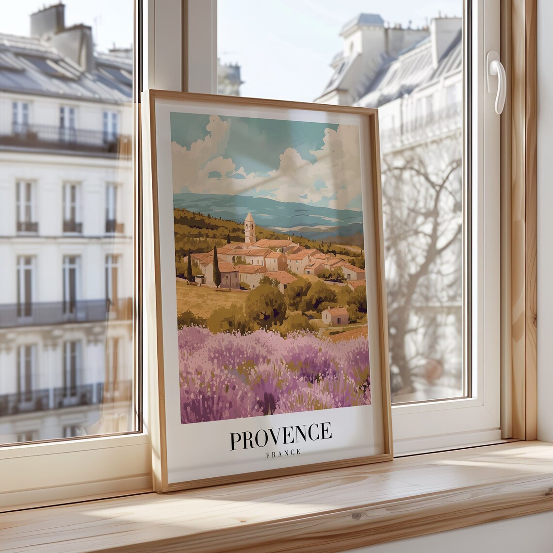 Provence France Poster Lavender Fields Stone Village Landscape Art