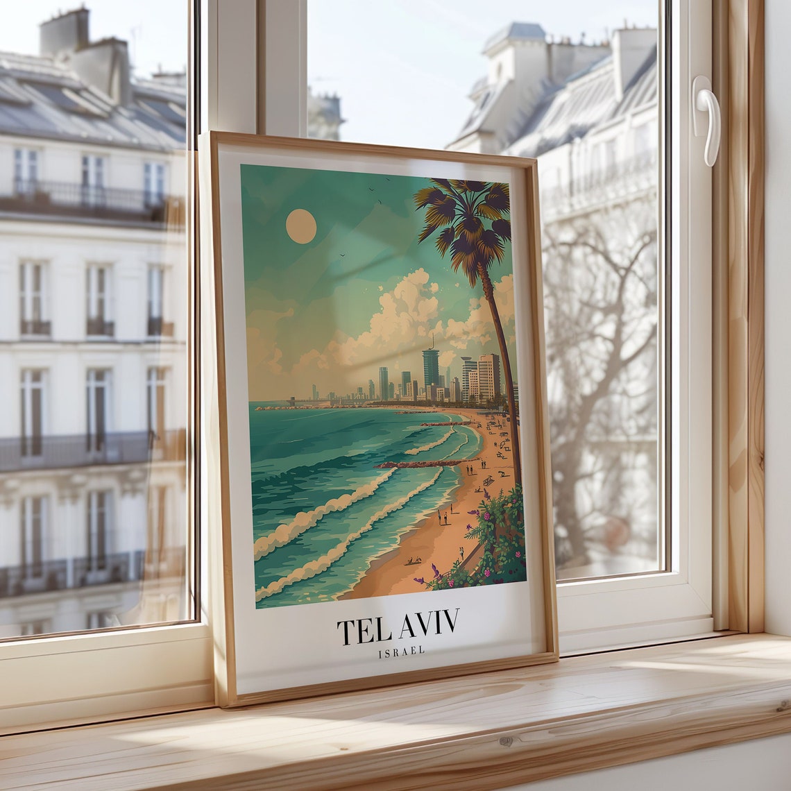 Tel Aviv Israel Beach Mediterranean Coastline Minimalist Print