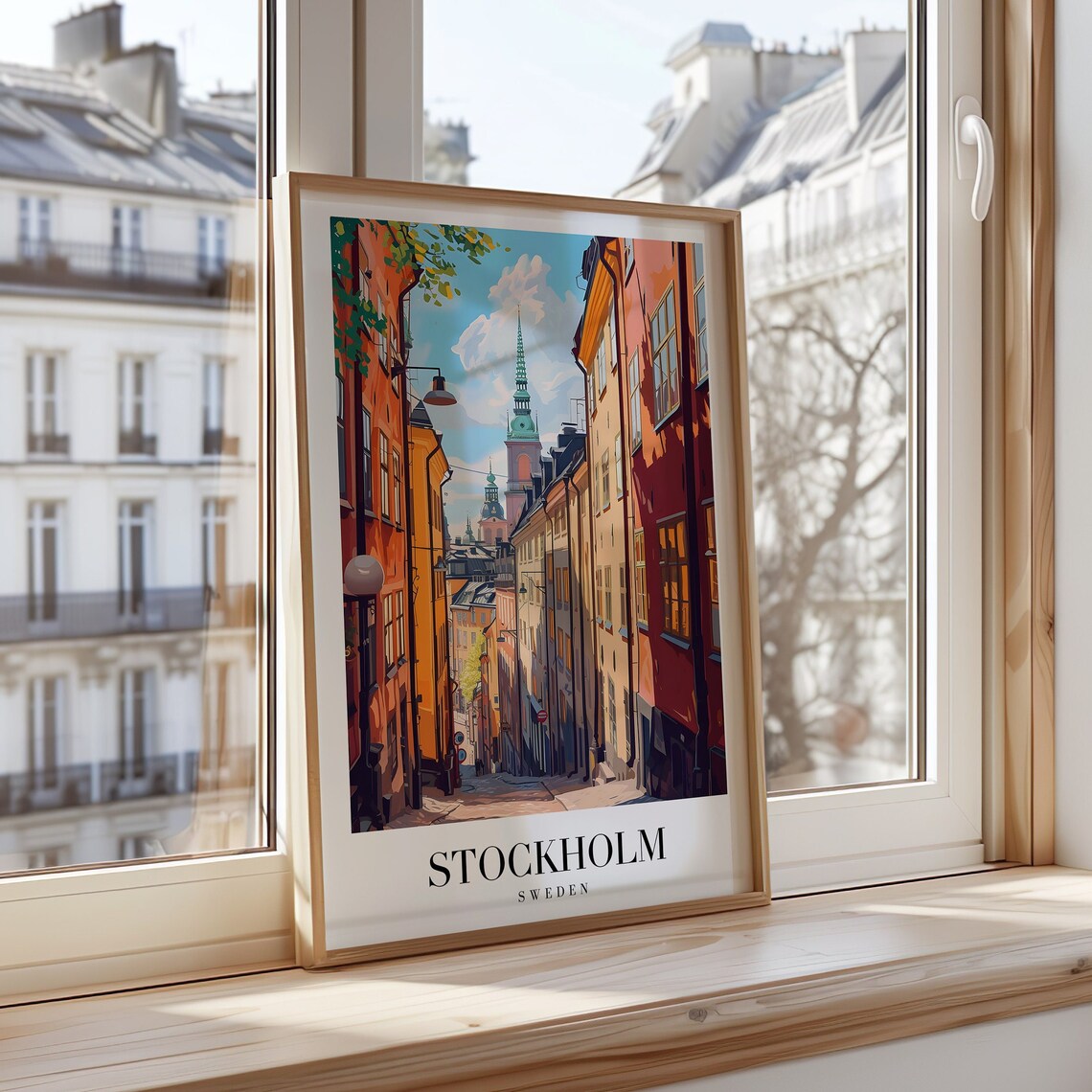 Stockholm Gamla Stan Poster Sweden Old Town Street Church View