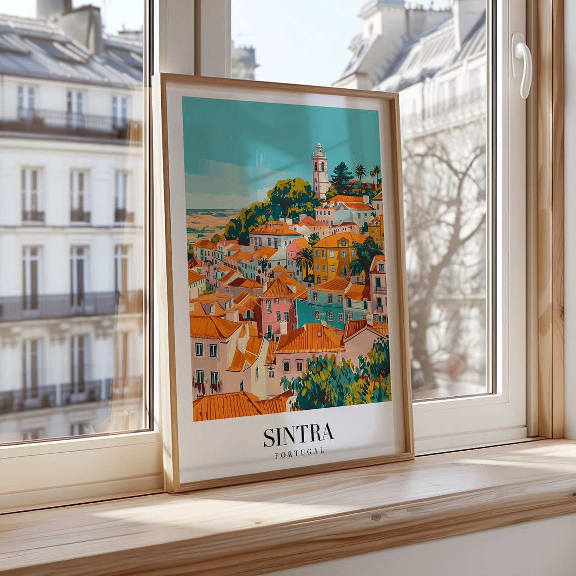 Sintra City Poster Portugal Art Print Wall Colorful Houses Of Travel Historic Cityscape Decor
