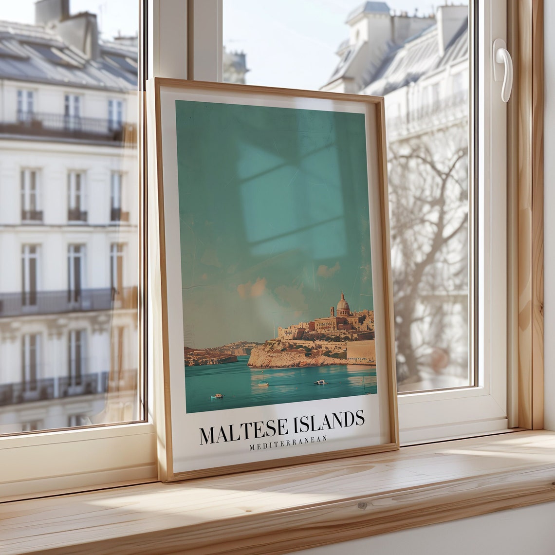 Maltese Islands Poster Mediterranean Travel Art Malta Cityscape Print Vintage Wall Decor