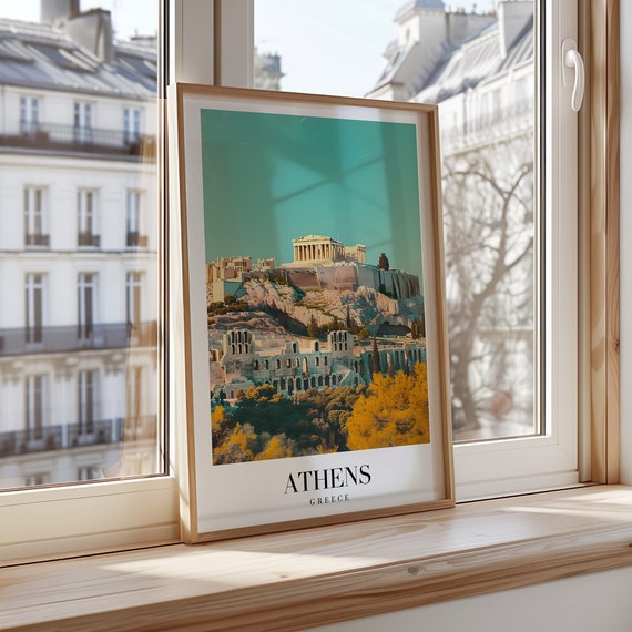 Athens Greece Acropolis Poster Ancient Wall Art Parthenon Print Greek Architecture Travel Decor Skyline