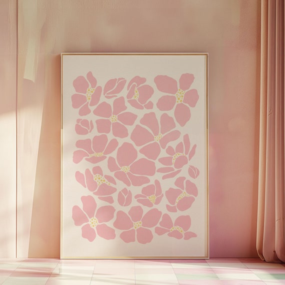 Pink Flowers Art Print, Floral Nursery Wall Art
