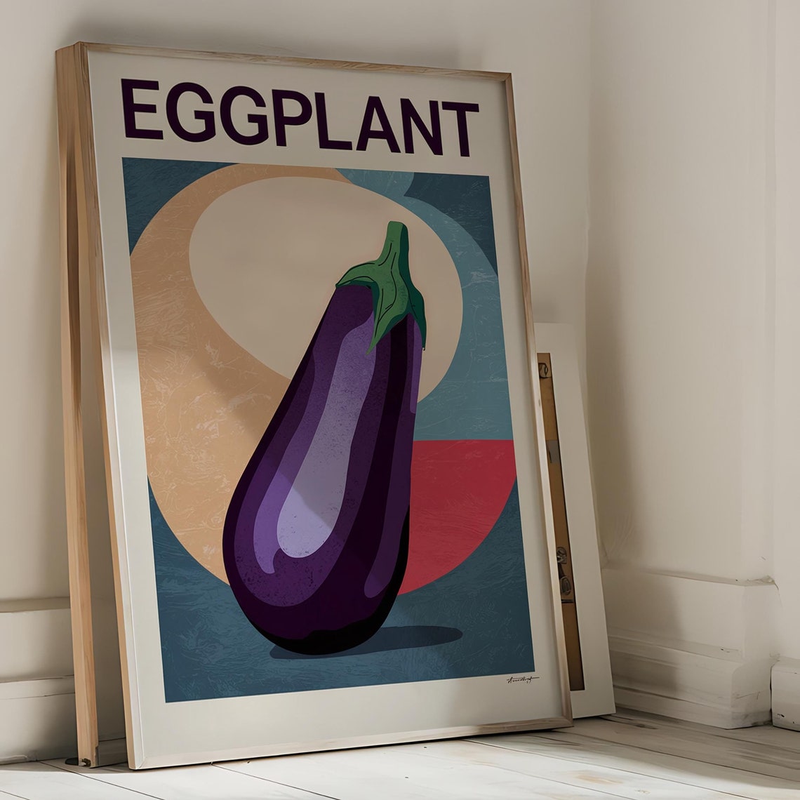 Eggplant Vegetable Art Print Modern Kitchen Wall Decor Purple Produce Illustration Farmhouse Kitchen Decor Rustic Vegetable Print