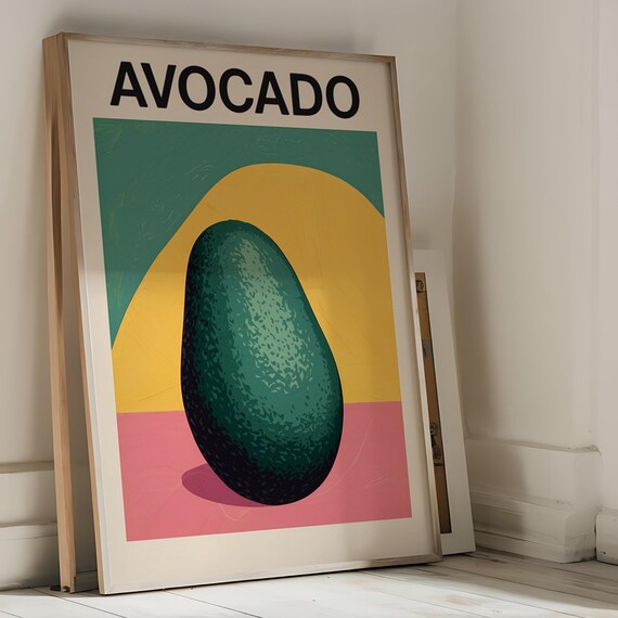 Avocado Vegetable Art Print Modern Kitchen Wall Decor Green Produce Illustration Farmhouse Kitchen Decor Rustic Vegetable Print