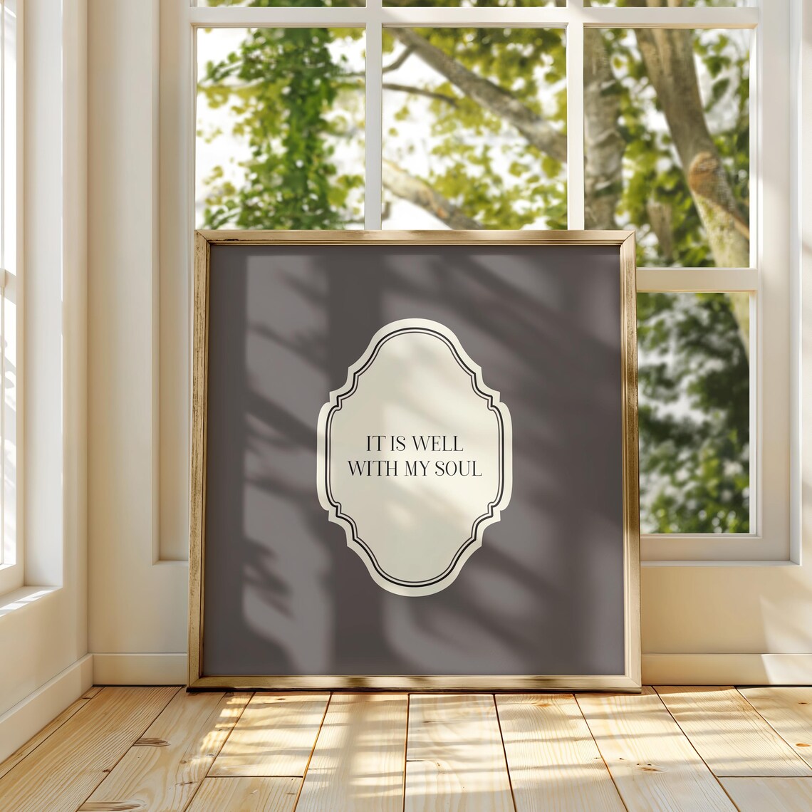 Charcoal Square It Is Well With My Soul Quote Ornate Faith Poster - Image 5