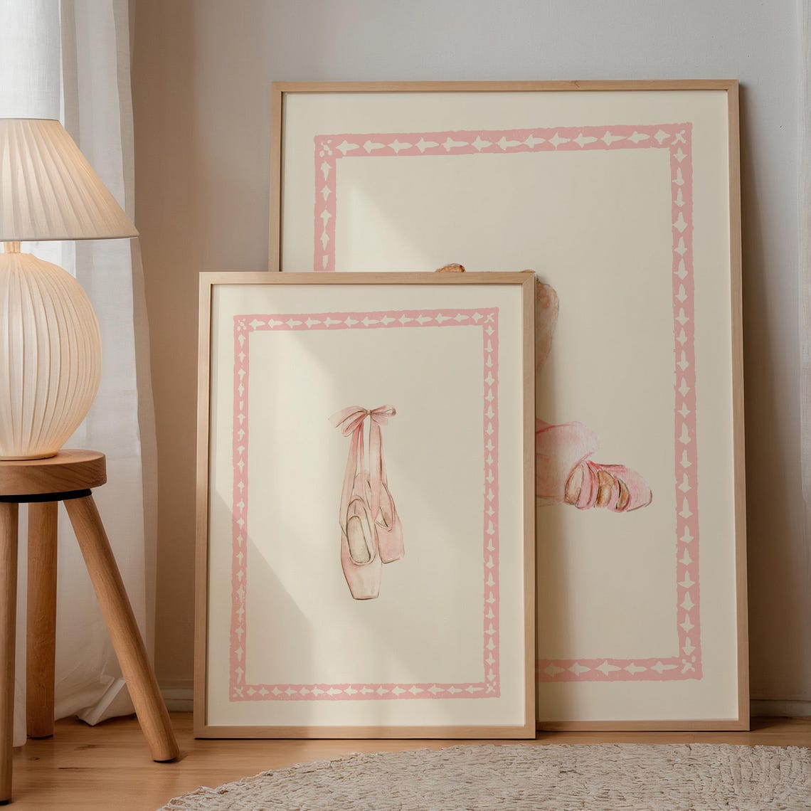 Blush Ballet Slippers Vertical Illustration Print Wall Art Trendy Decor Nursery Decor Vintage - Image 3