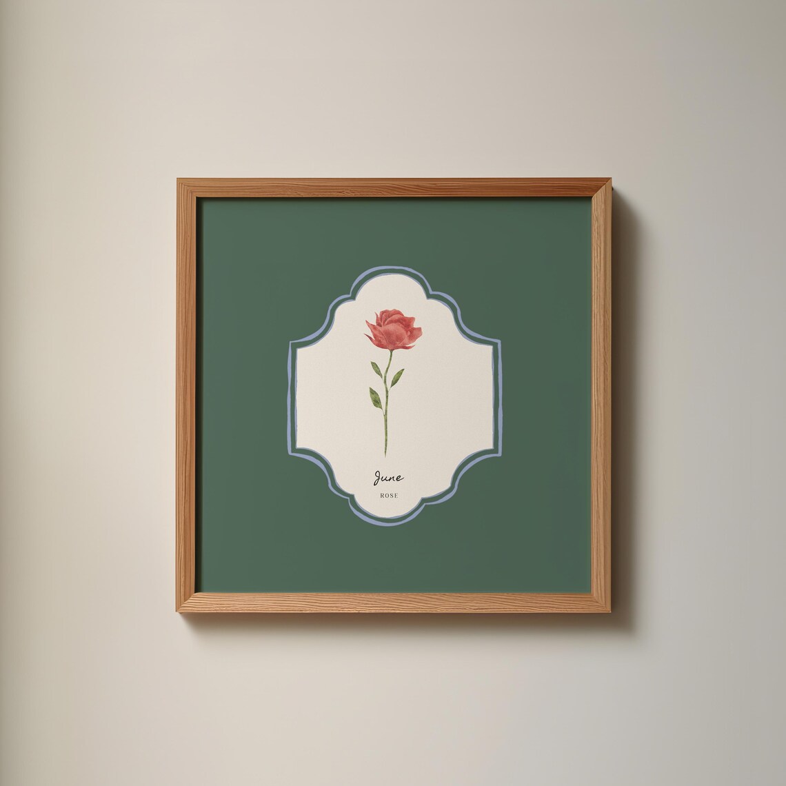 June Birth Month Flower, Personalized Gift Art Print