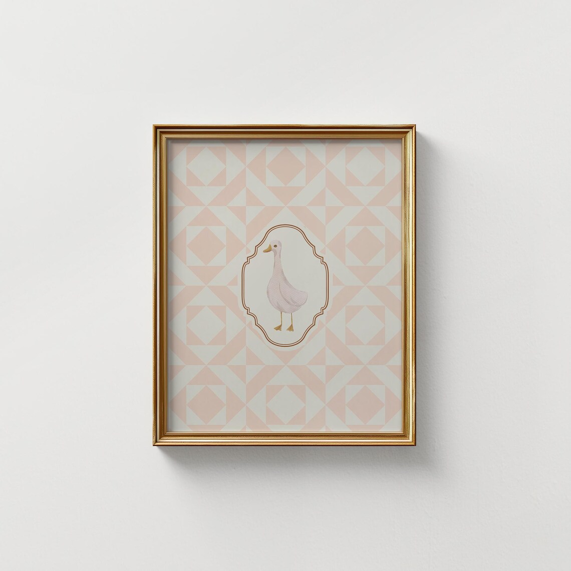 Pink Quilted Watercolor Goose Poster Nursery Farmhouse Decor Art - Image 5