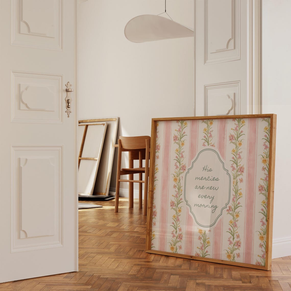 His Mercies Are New Every Morning Pink Floral Script Wall Art Print - Image 4