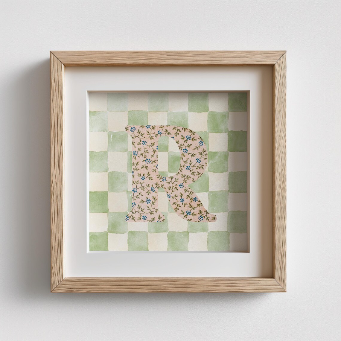 R Square Initial Personalized Watercolor Gift Print