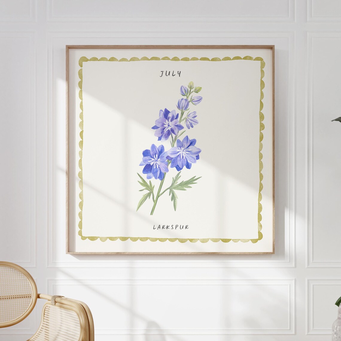 July Larkspur Watercolor Birth Month Flower Botanical Poster - Image 5