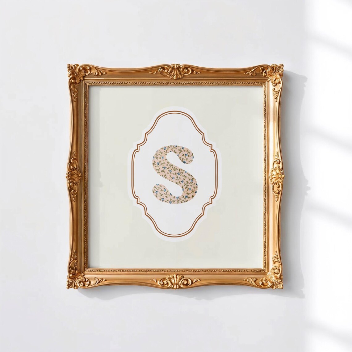 S Square Initial Personalized Watercolor Gift