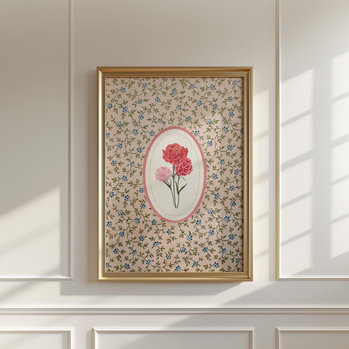 Grandma's Carnation Illustration Art Print, Vintage Botanical