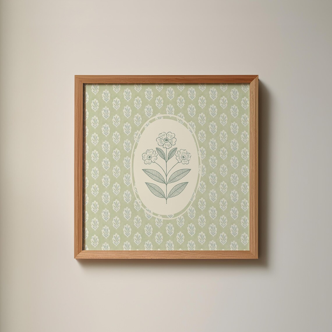 Vintage Floral Wallpaper Square Art Print - Image 4