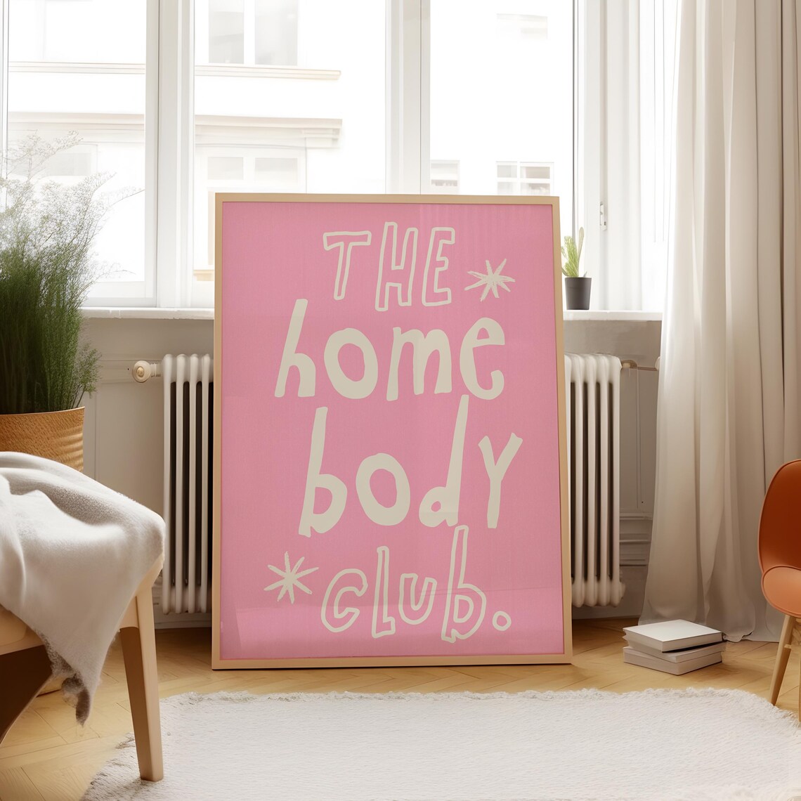 Homebody Club Cream Pink Retro Lettering Fun Square Decor Poster - Image 2