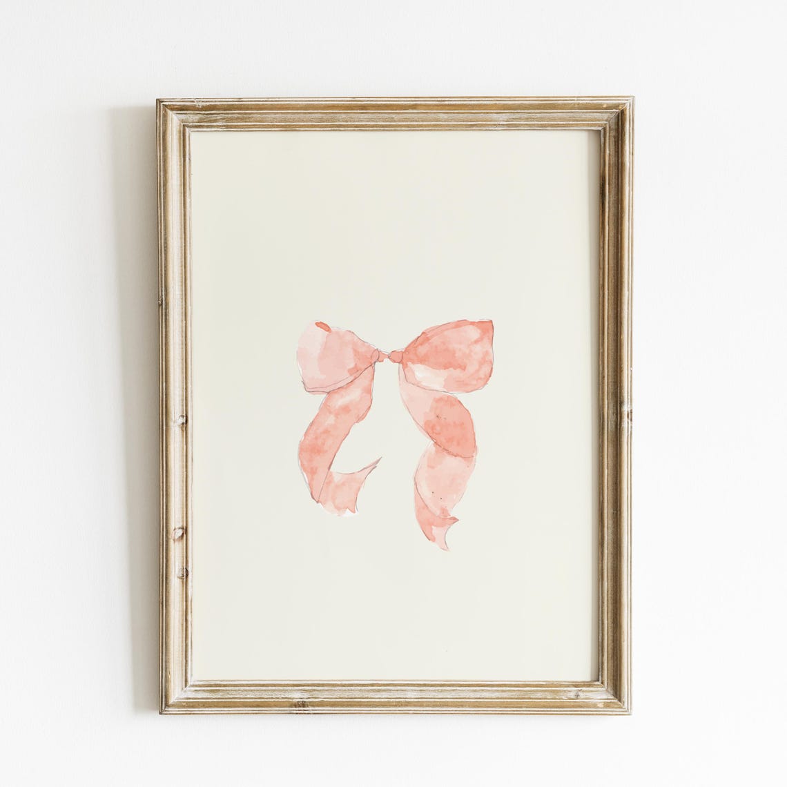Peach Pink Watercolor Bow Minimalist Nursery Wall Art Print Decor - Image 2
