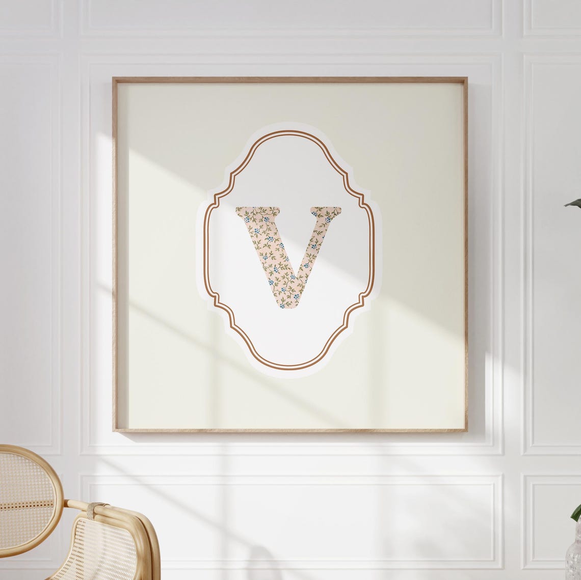 V Square Initial Print Personalized Gift Watercolor Art Gift Idea Art Print Print - Image 5