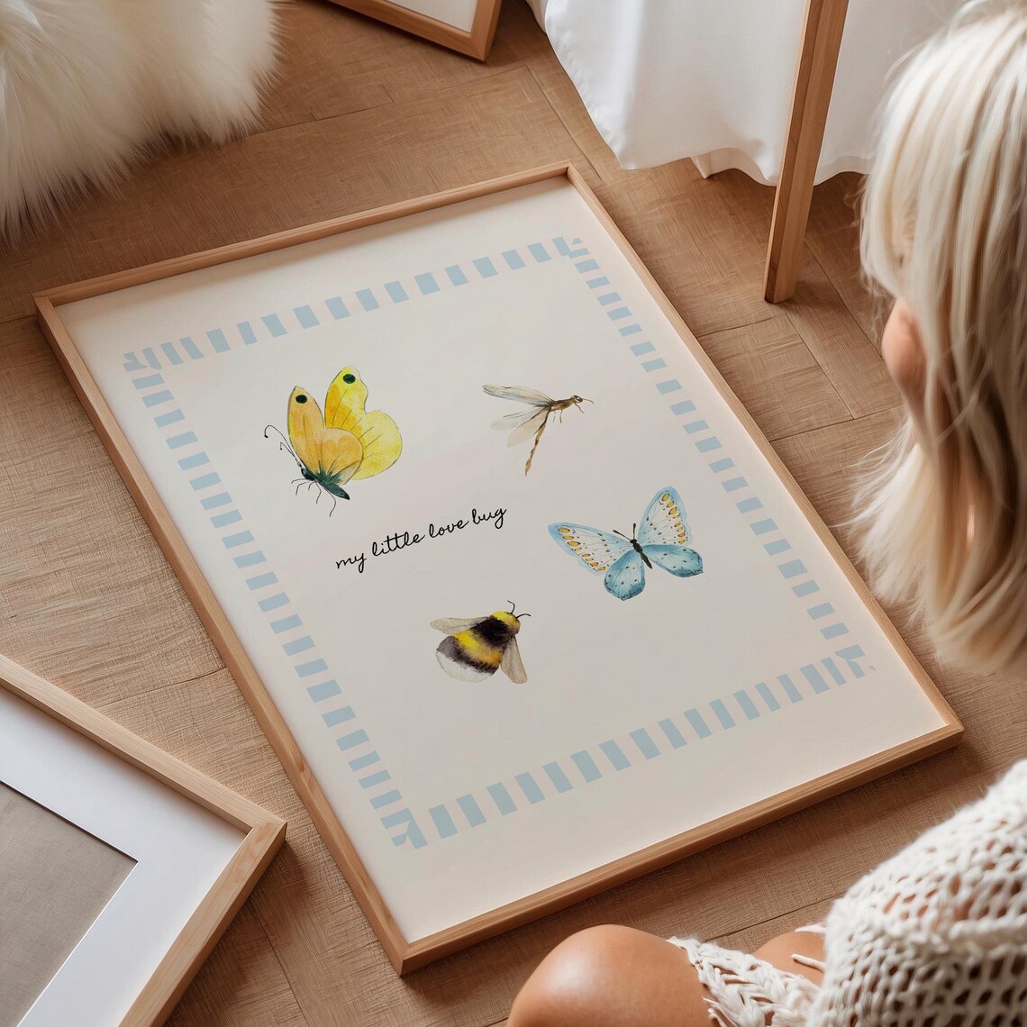 My Little Love Bug Butterfly Bee Watercolor Nursery Quote Poster