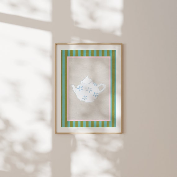 Tea With Grandma Print Wall Art Trendy Decor Abstract Vintage Painting Cottagecore Decor Wall Art