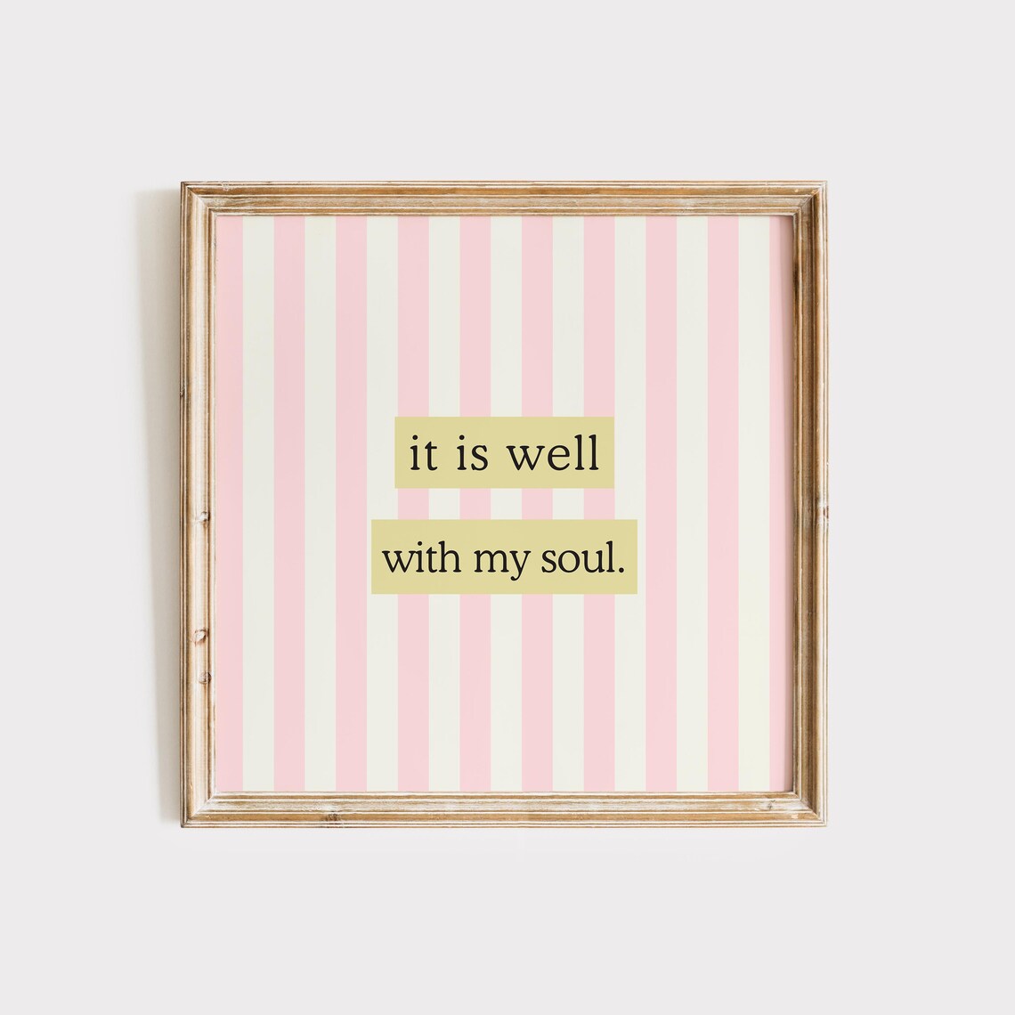 It Is Well With My Soul Quote Poster Cream Striped Hymn Decor - Image 3