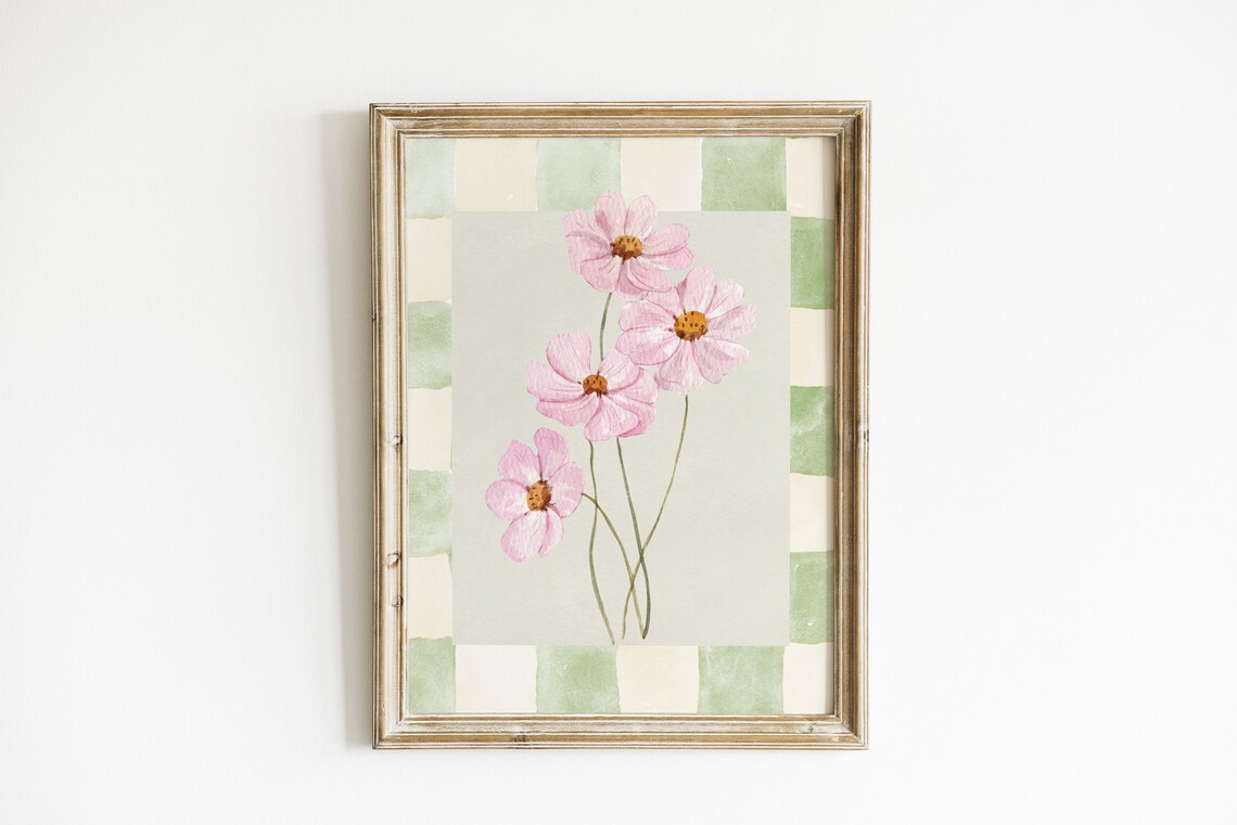 Pink Lilies Vintage Floral Bouquet, Vintage Art Print