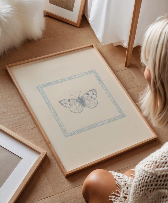 Earl Grey Vintage Butterfly Print Vertical Art Print Print Wall Art Vintage Painting English Garden Cottage Nursery