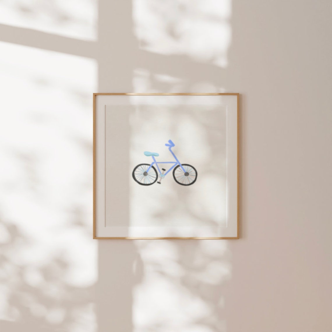 Blue Bicycle Doodle Watercolor Minimalist Line Artwork Poster - Image 3