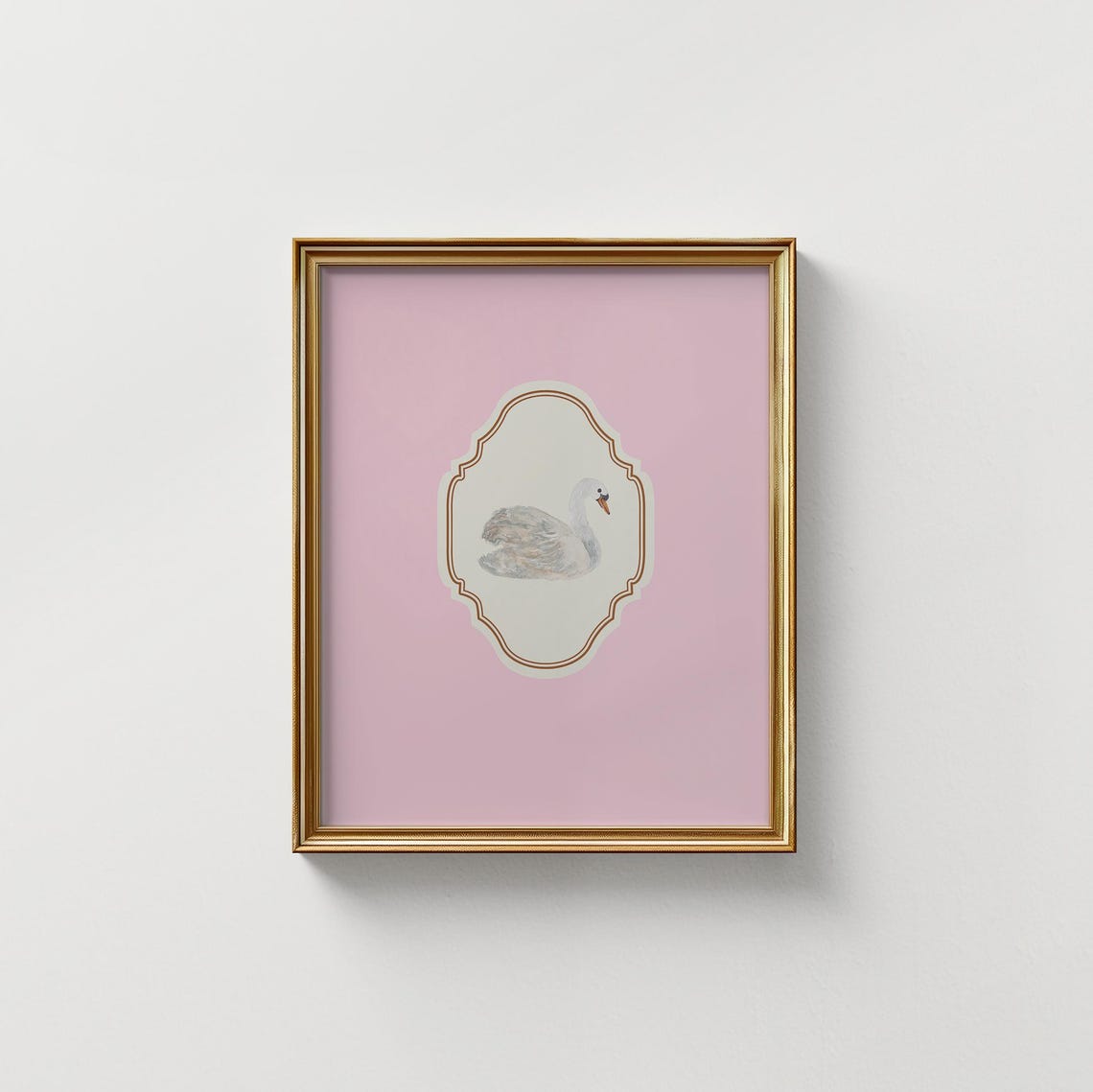 Watercolor White Swan Pink Ornate Vertical Nursery Elegant Poster - Image 5