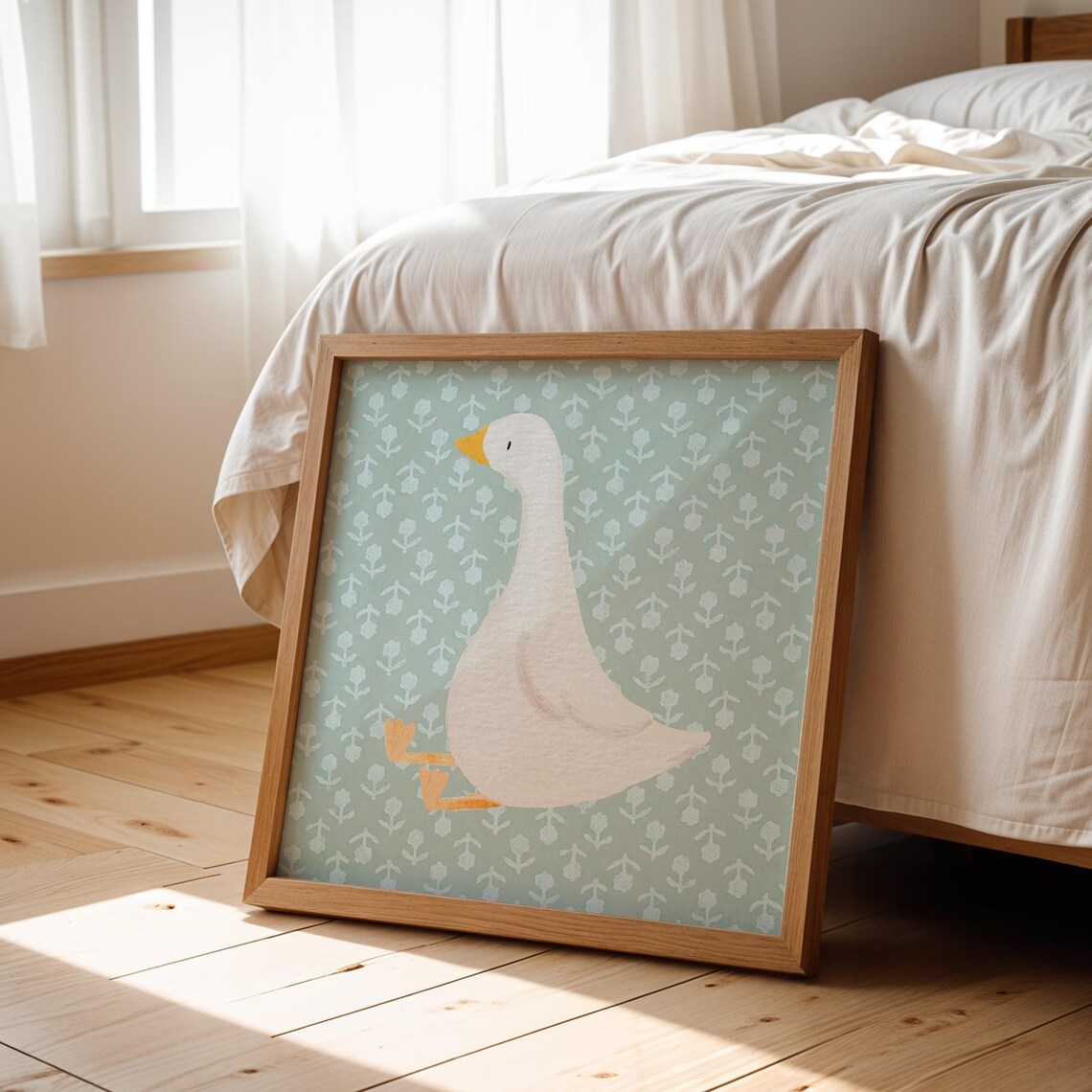 Sea Blue Sitting Duck Art Print, Nursery Decor - Image 2