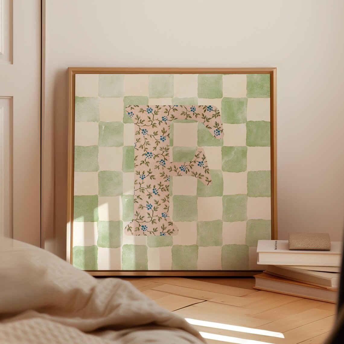 F Square Initial Personalized Watercolor Gift - Image 2