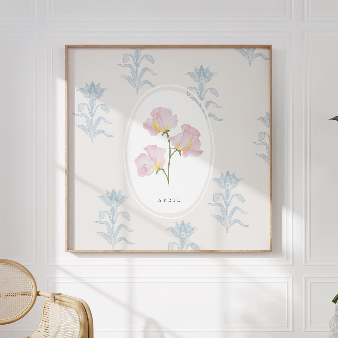 April Sweet Pea Birth Month Flower Watercolor Botanical Art Poster - Image 3