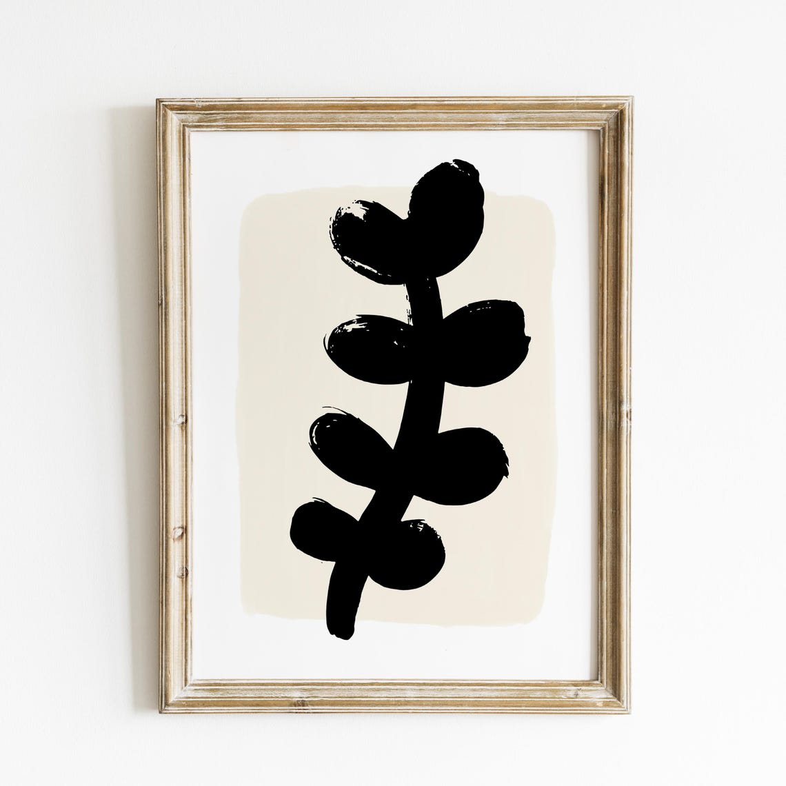 Abstract Black Botanical Stems Brushstroke Modern Minimalist Art Print - Image 2