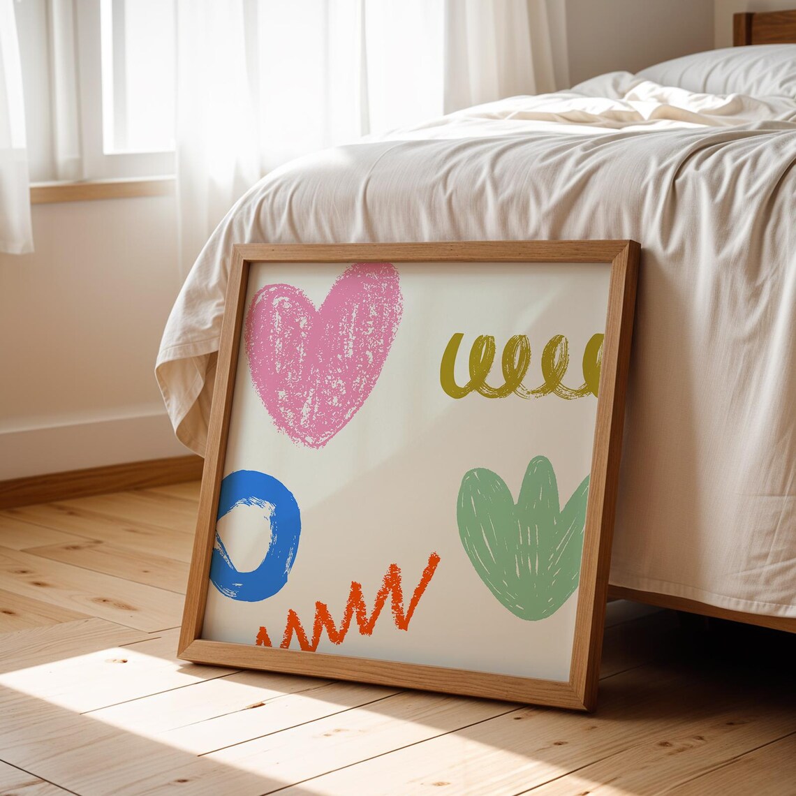 Colorful Doodle Hearts Zigzag Squiggle Playful Kids Nursery Art Poster - Image 2