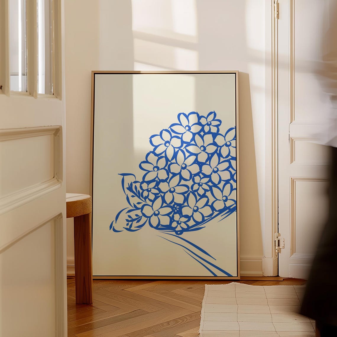 Bold Blue Hydrangea Bloom Line Drawing Bouquet Floral Art Poster - Image 5