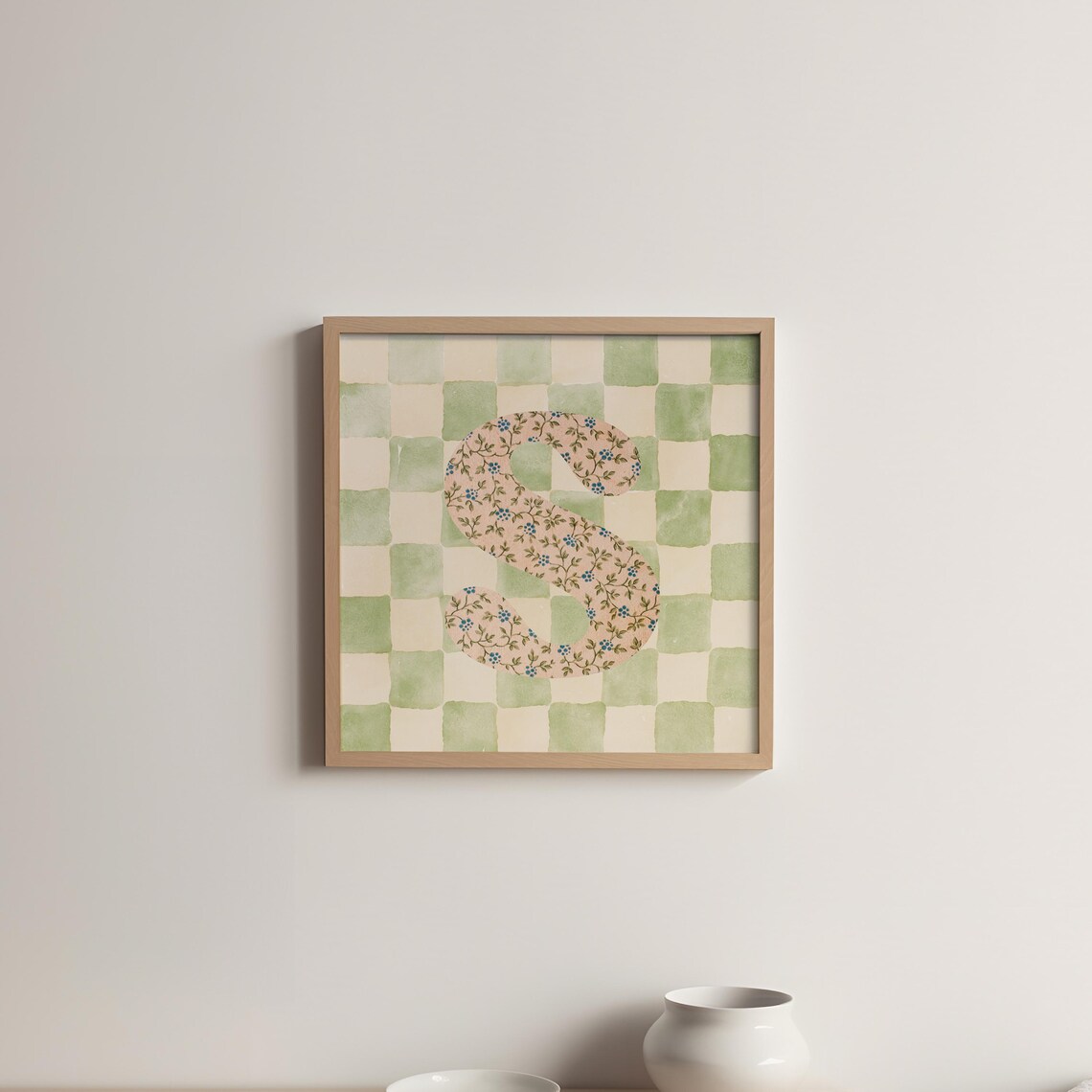 S Square Initial - Watercolor Personalized Print - Image 5