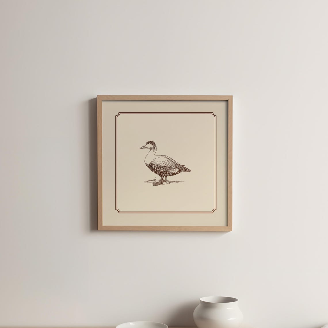 Cream Minimal Duckling Engraving Vintage Bird Nursery Poster - Image 5