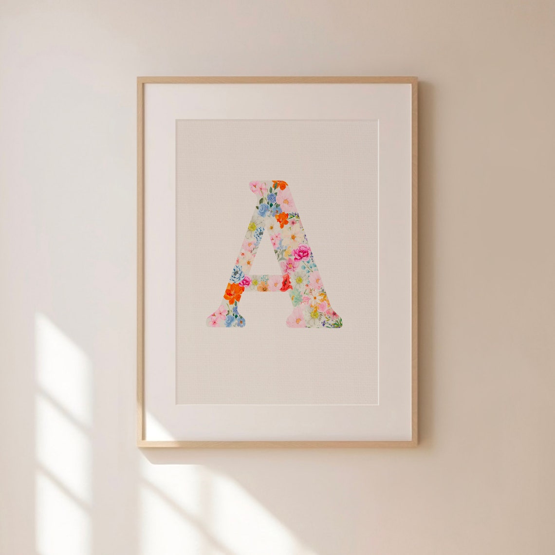Watercolor Floral Letter A Monogram Initial Alphabet Wall Poster - Image 2