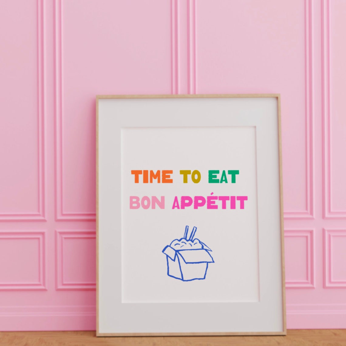 Time To Eat Bon Appetit Colorful Kitchen Typography Art Poster - Image 3