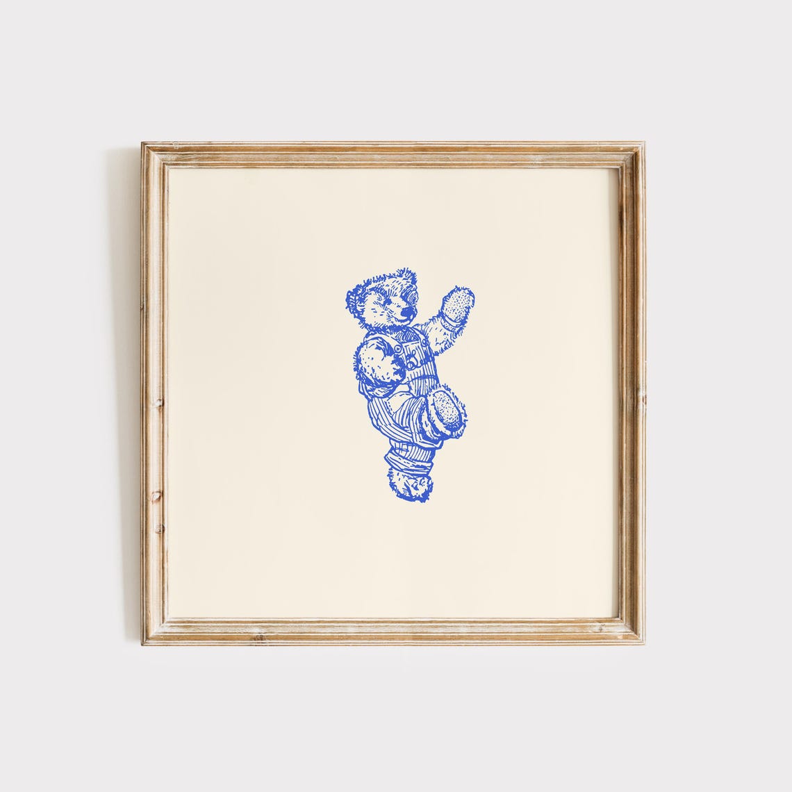 Blue Ink Handstand Teddy Bear Sketch Square Animal Decor Poster - Image 2