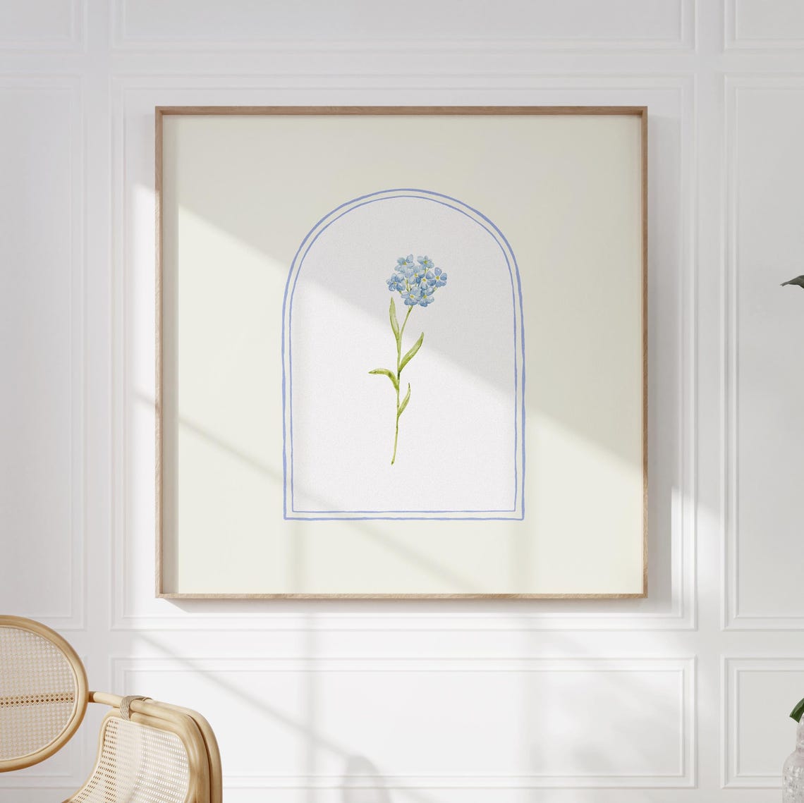 Blue Watercolor Flower Arch Botanical Square Floral Decor Poster - Image 5