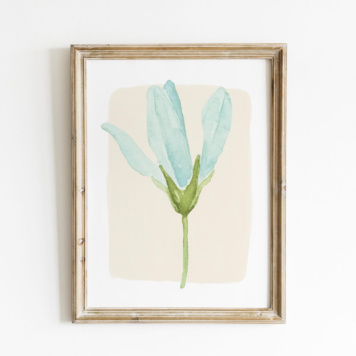 Mint Teal Abstract Bloom Watercolor Modern Botanical Wall Art Print