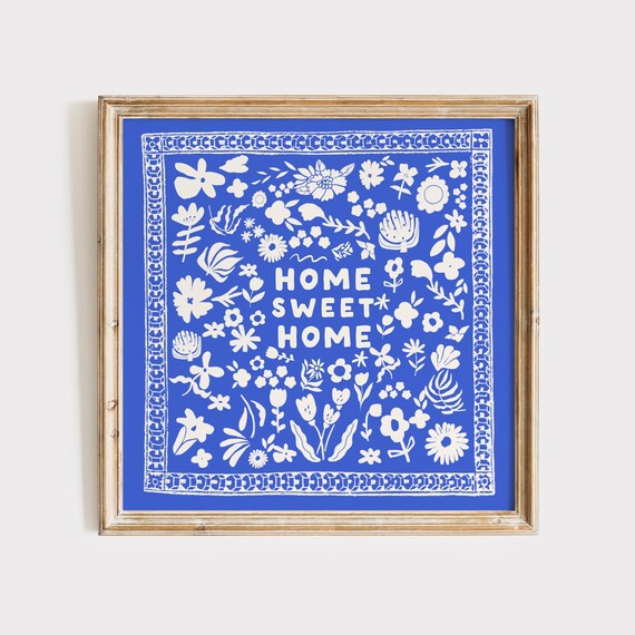 Home Sweet Home Square Print Wall Art Trendy Decor Minimalist Living Room Art Cottage Kitchen Wall Decor Cute