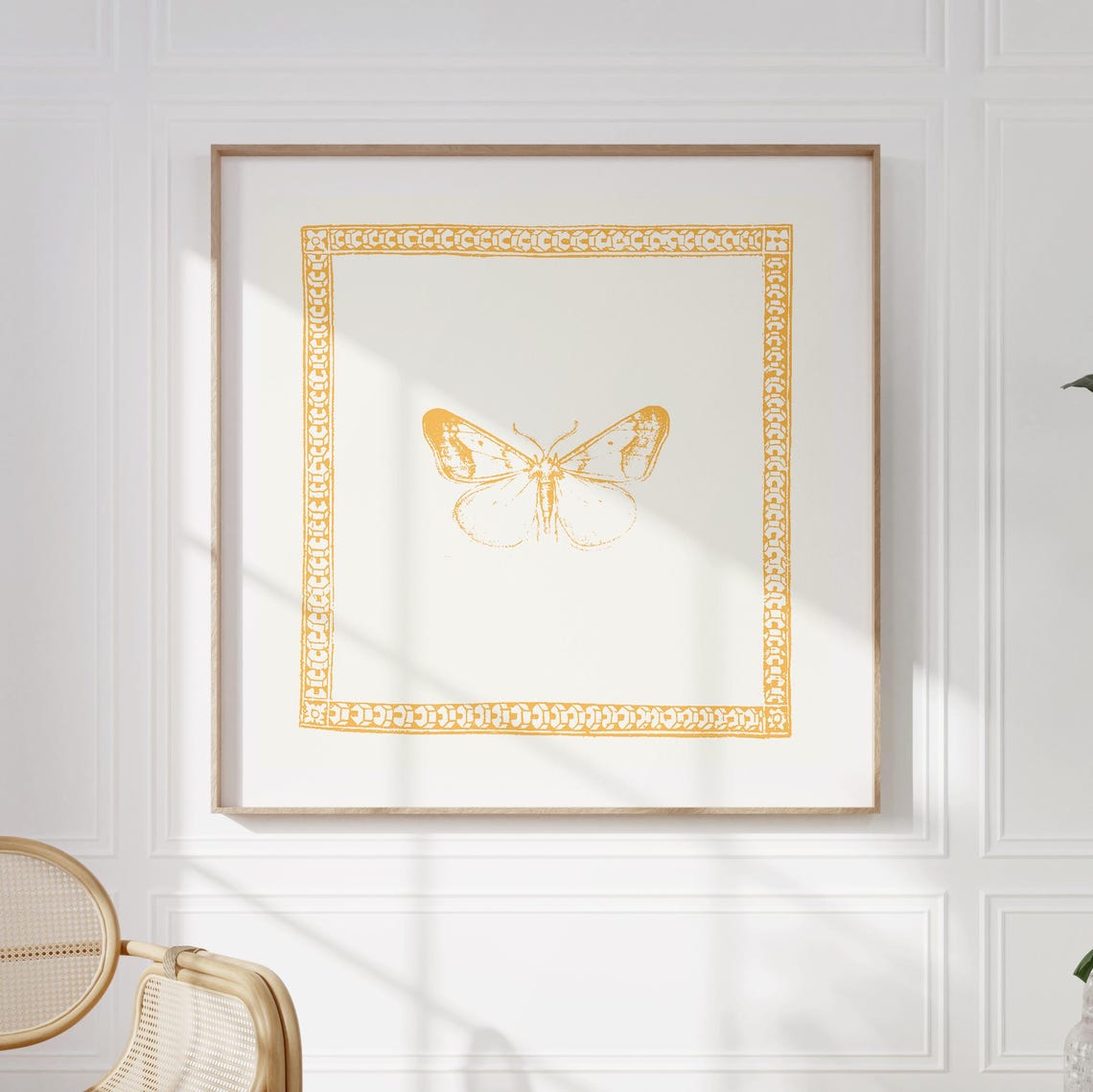 Mustard Yellow Butterfly Ornamental Border Minimal Vintage Poster - Image 2