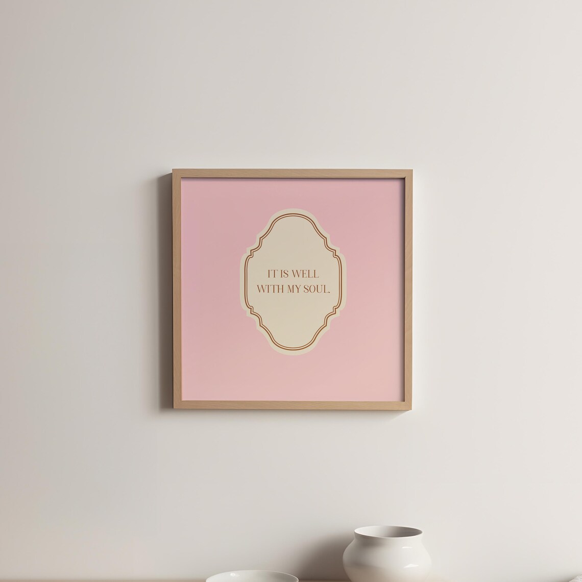 Pink Square It Is Well With My Soul Quote Ornate Faith Poster - Image 4